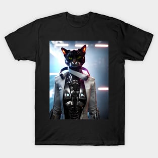 Cyberpunk Cat - Modern Digital Art T-Shirt